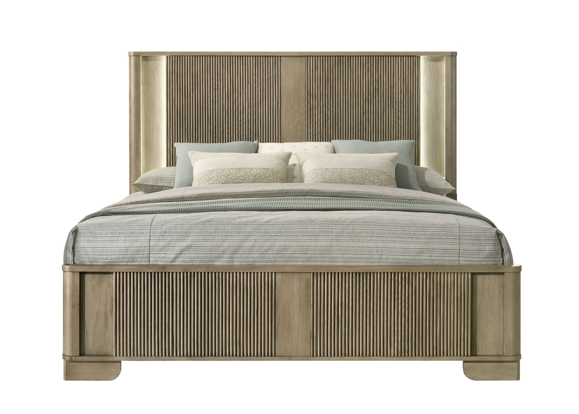 Lakkari Antique Oak Eastern King Bed w/LED