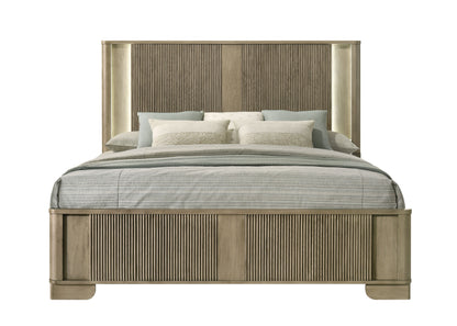 Lakkari Antique Oak Eastern King Bed w/LED