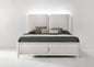 Laveda Light Gray Boucle & Pearl White Finish Queen Bed w/LED