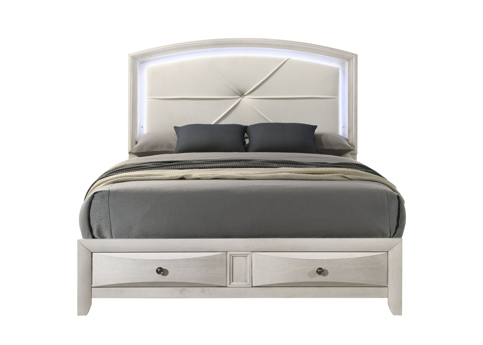 Ramondi Queen Bed - Antique White Storage Bed
