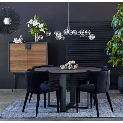 Black Velvet Barrel Dining Chair - 20" x 19" x 31" for Dining Room
