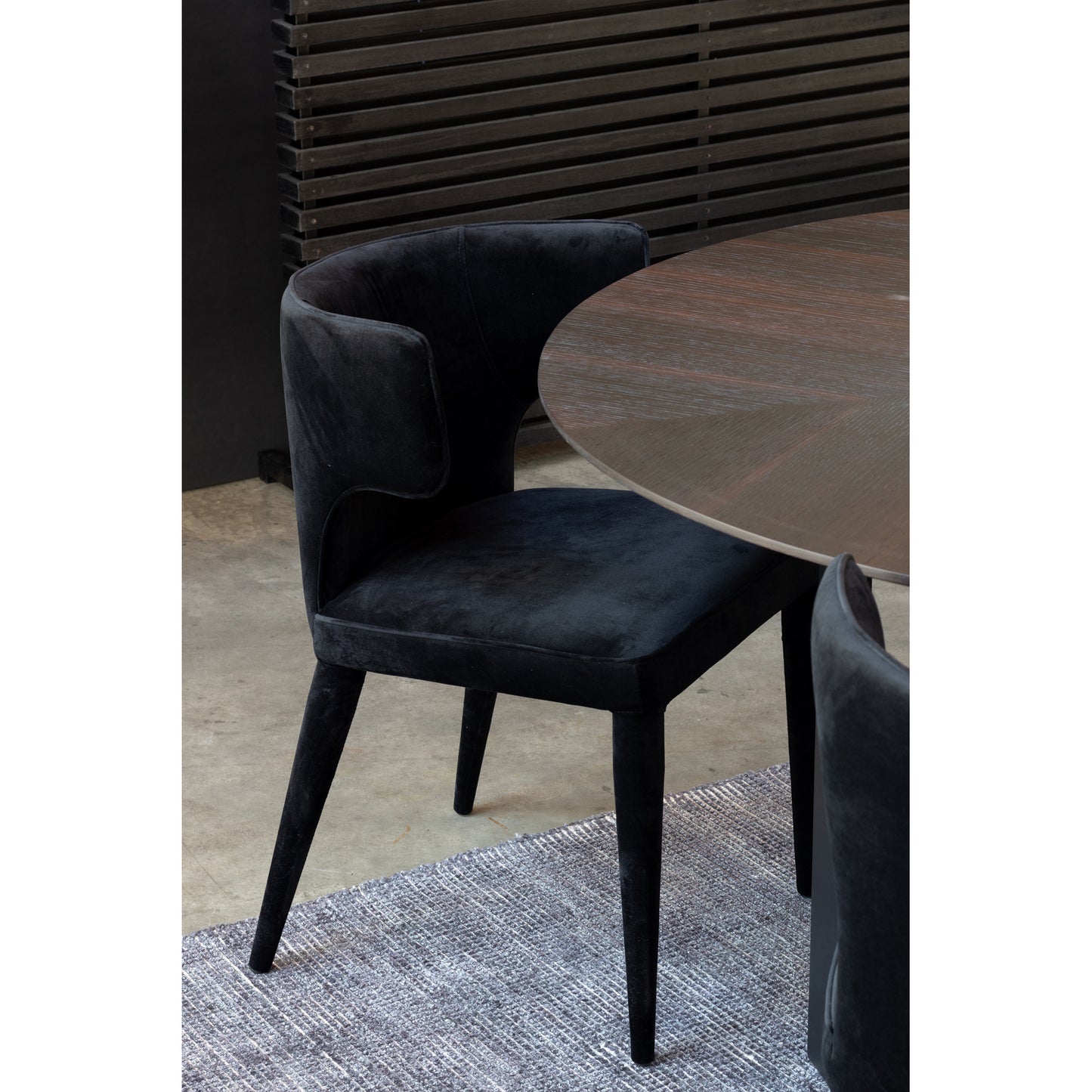 Black Velvet Barrel Dining Chair - 20" x 19" x 31" for Dining Room