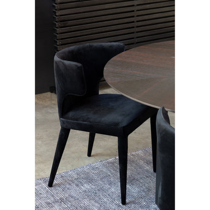 Black Velvet Barrel Dining Chair - 20" x 19" x 31" for Dining Room