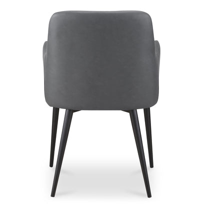 Black Vegan Leather Dining Chairs with Diamond Tufting