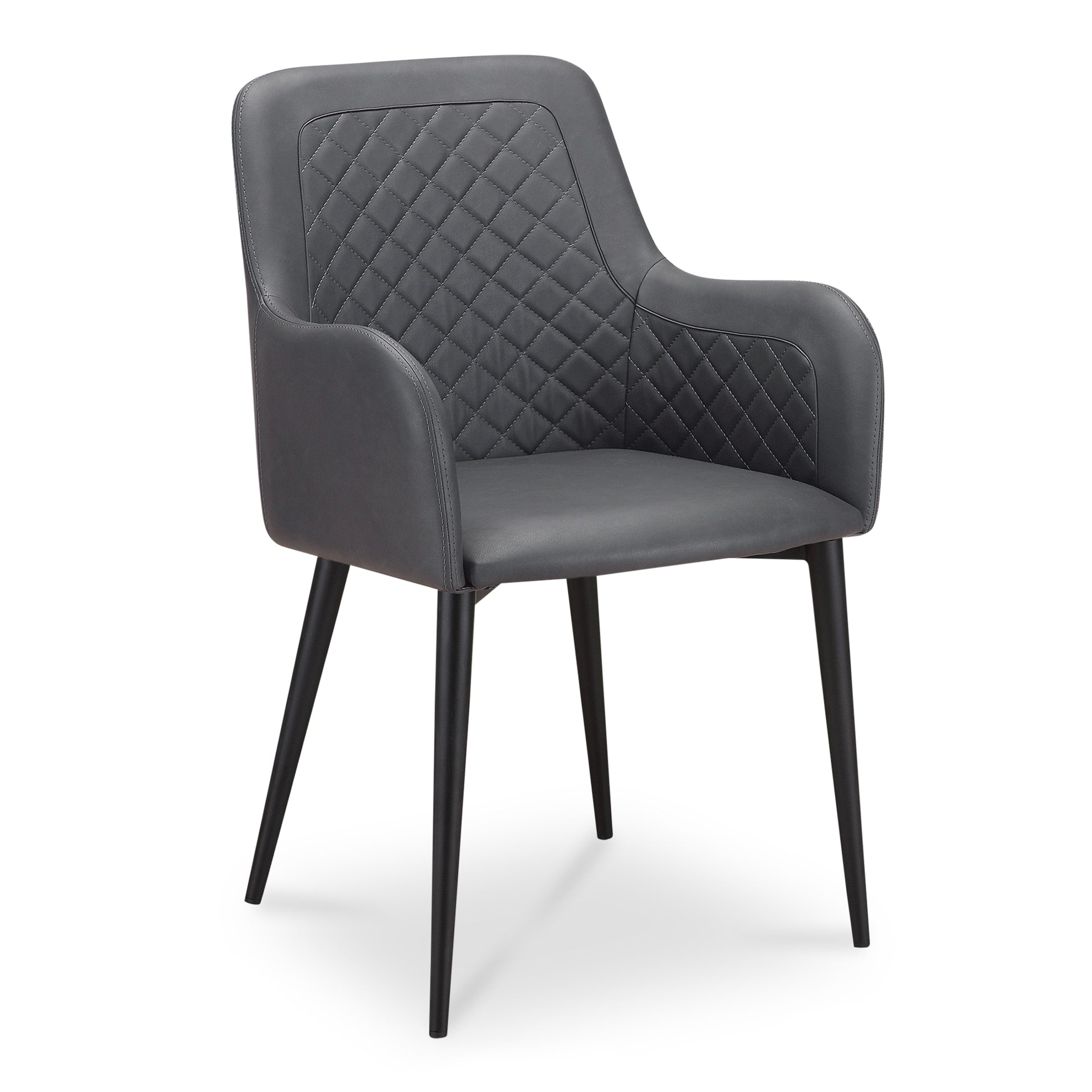 Black Vegan Leather Dining Chairs with Diamond Tufting