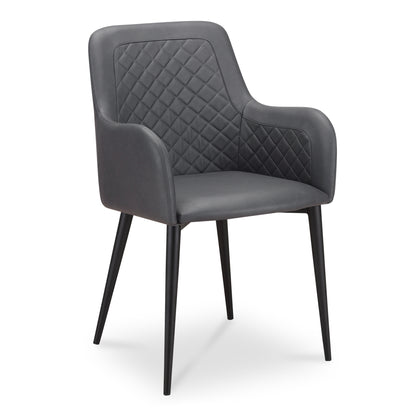 Black Vegan Leather Dining Chairs with Diamond Tufting