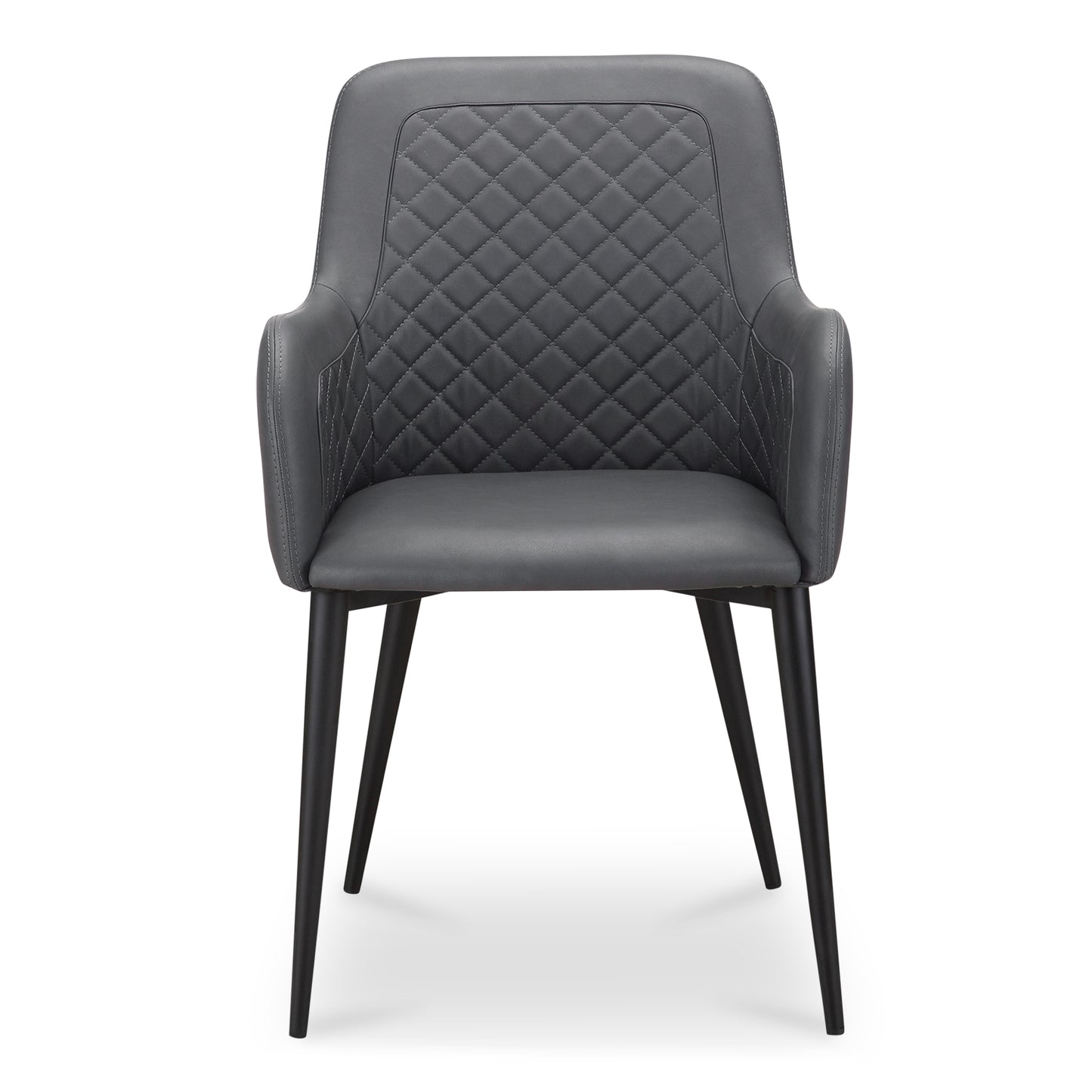 Black Vegan Leather Dining Chairs with Diamond Tufting