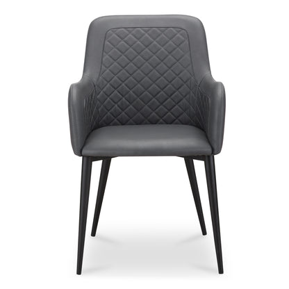 Black Vegan Leather Dining Chairs with Diamond Tufting