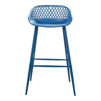 Durable Blue Resin Bar Stools - Set of 2