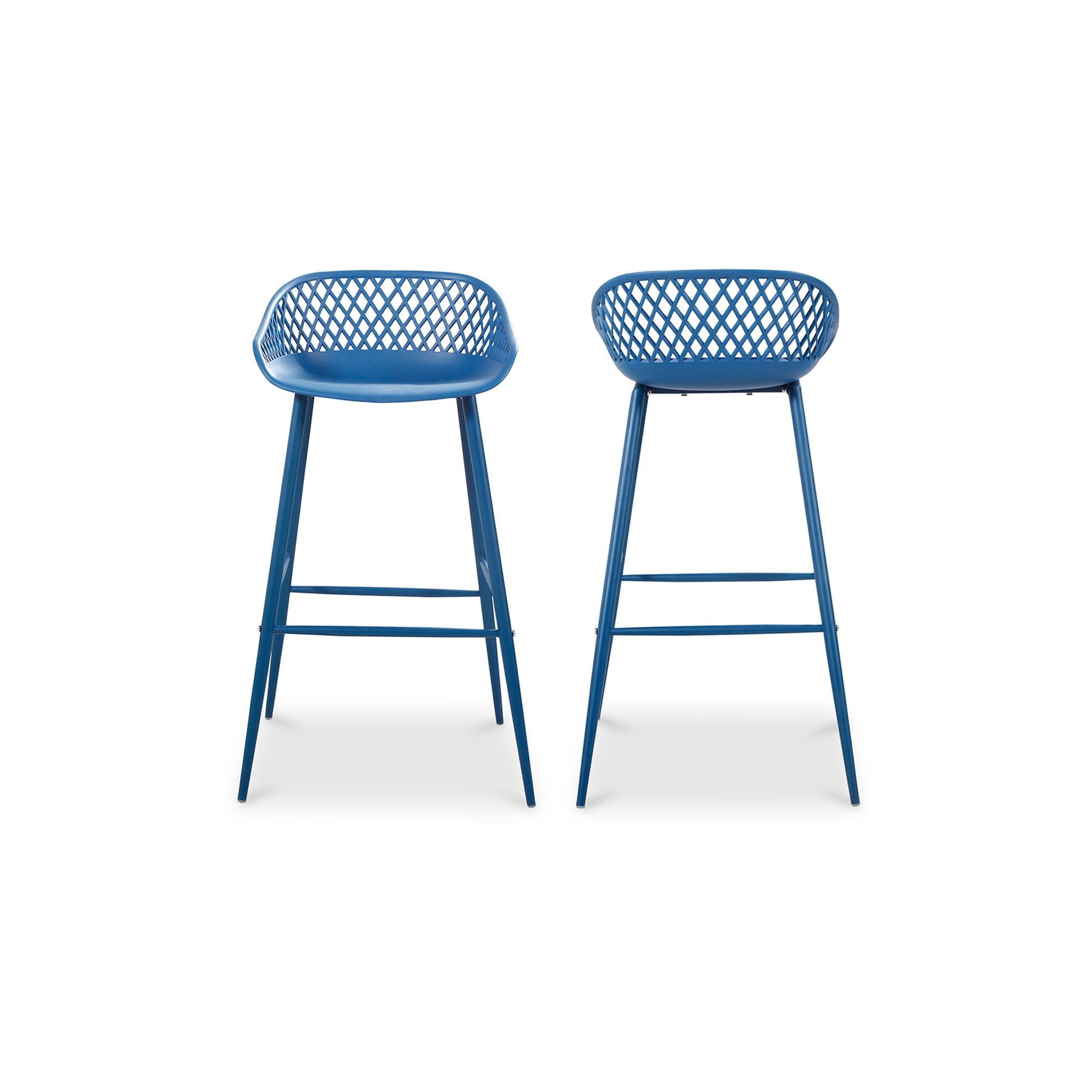 Durable Blue Resin Bar Stools - Set of 2