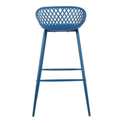 Durable Blue Resin Bar Stools - Set of 2