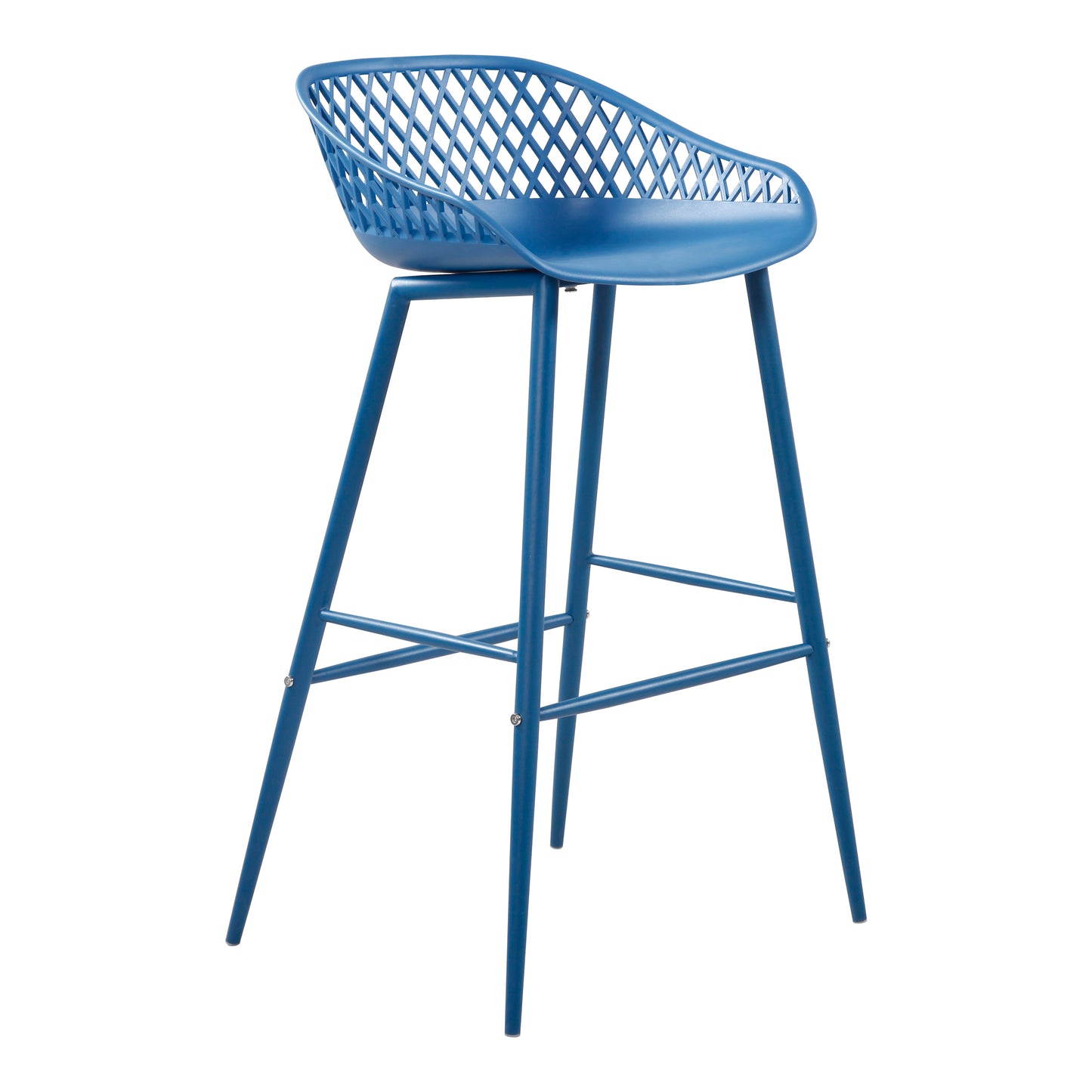 Durable Blue Resin Bar Stools - Set of 2