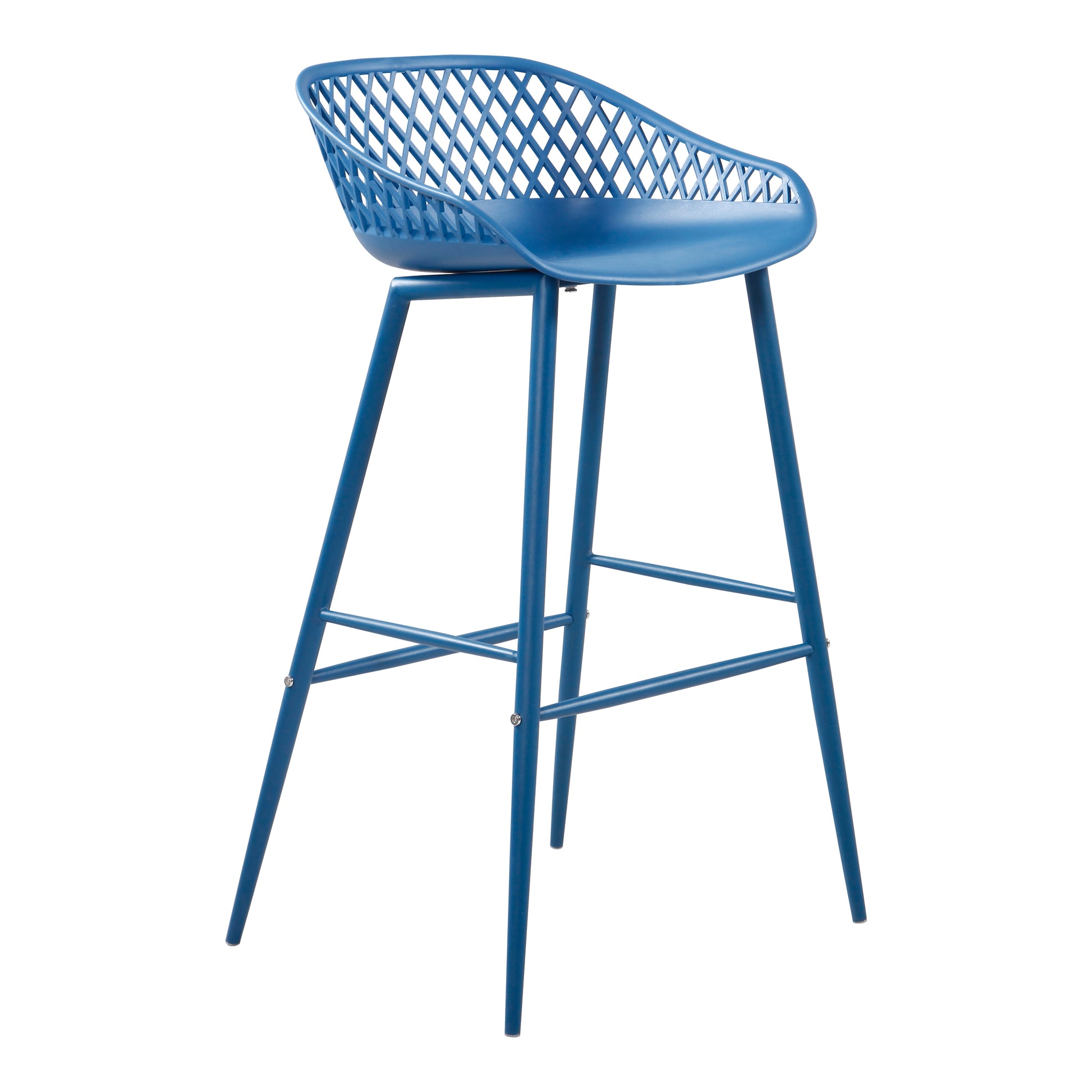Durable Blue Resin Bar Stools - Set of 2