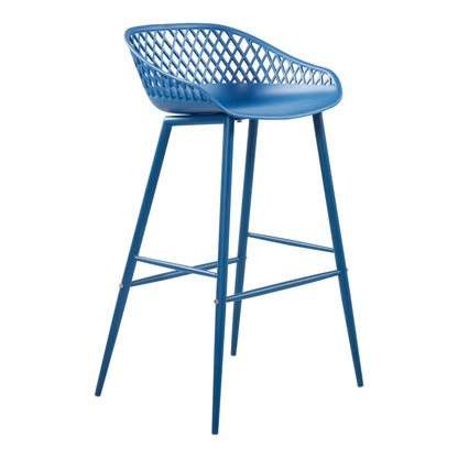 Durable Blue Resin Bar Stools - Set of 2