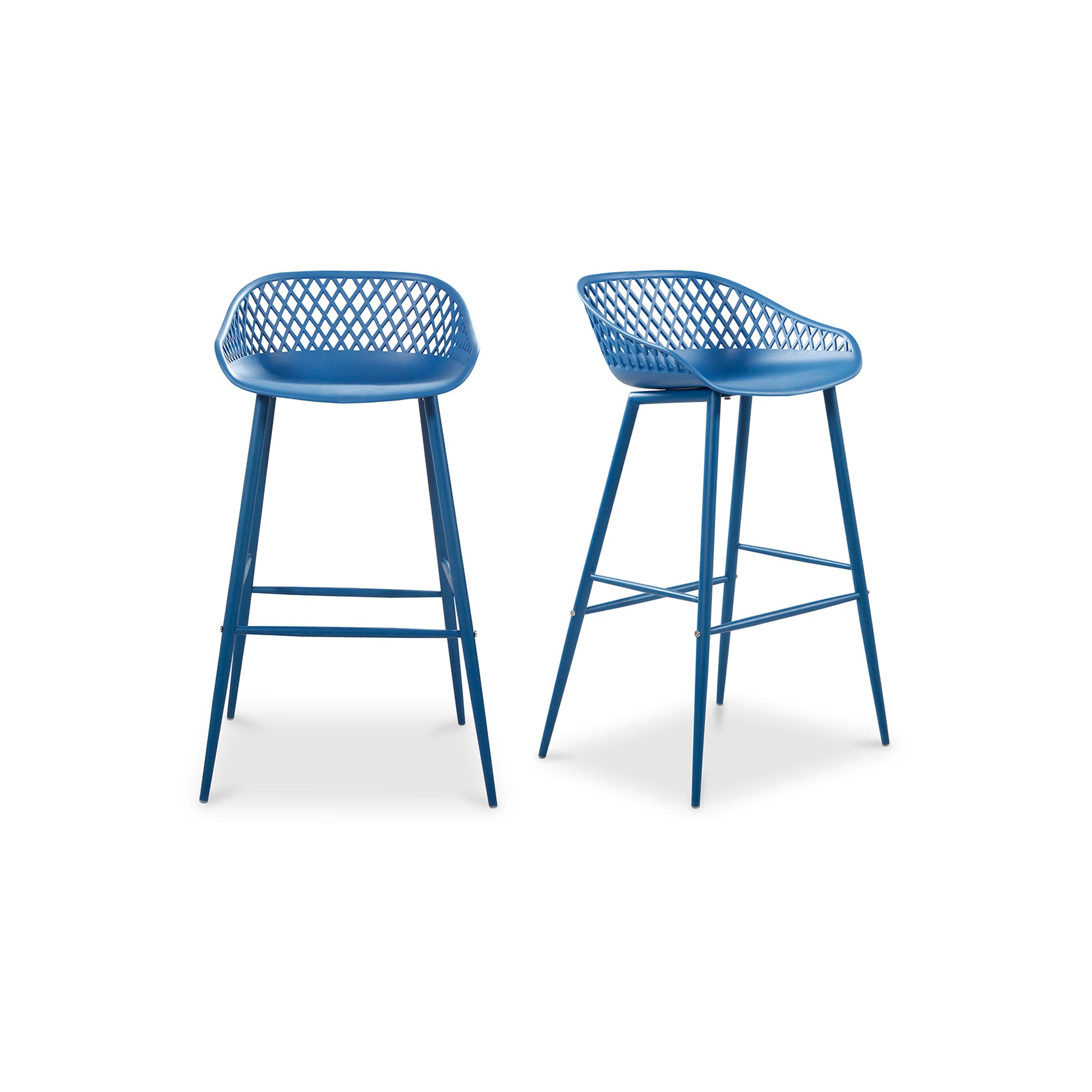 Outdoor Bar Stool Durable Resin, Blue - Set of 2