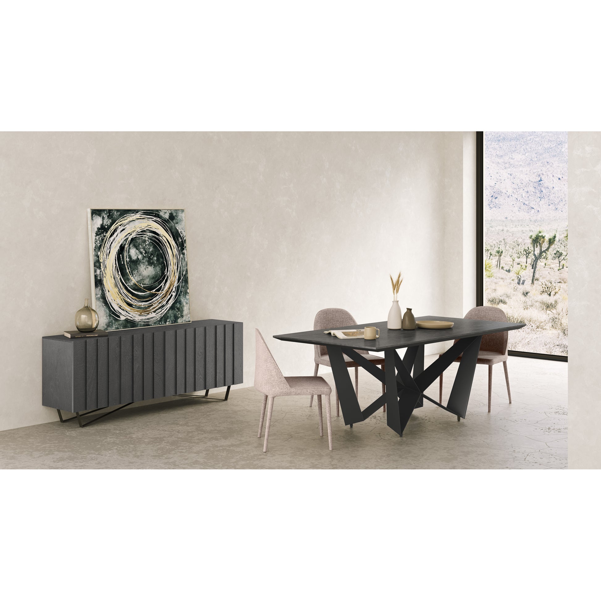 Grey Mango Wood Sideboard with Iron Legs - 71" Server