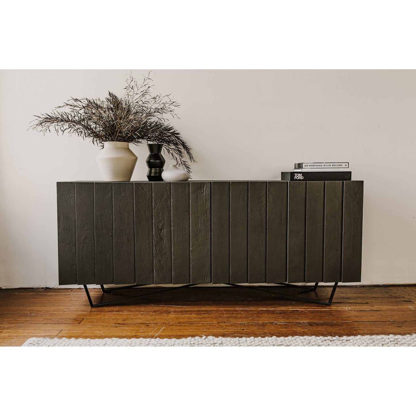 Grey Mango Wood Sideboard with Iron Legs - 71" Server