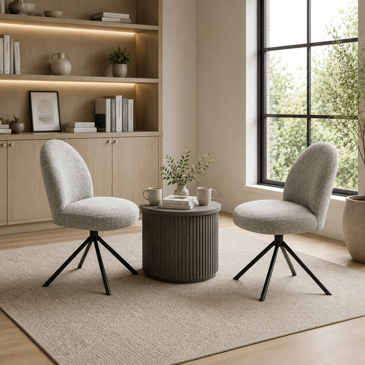 Gray Swivel Side Chair Set - 2 Piece Dining or Office Chair