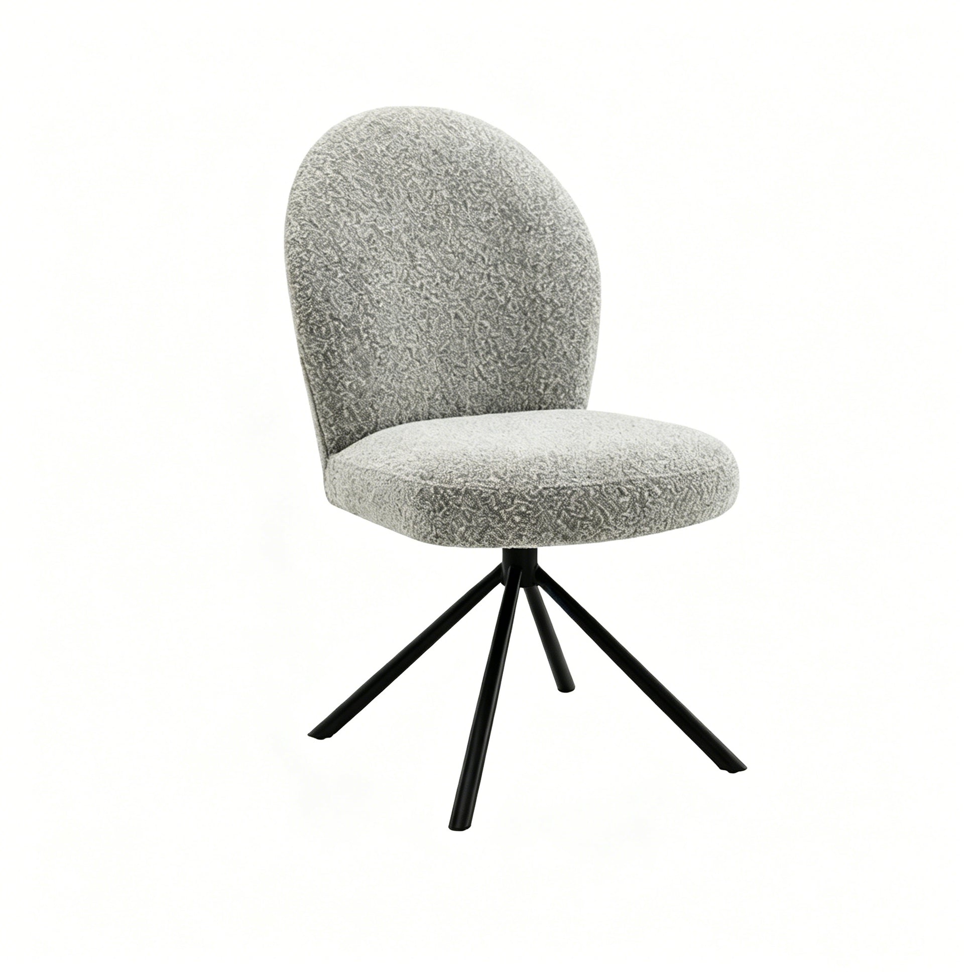 Lawton 2-Piece Swivel Side Chair Set – Gray Boucle Upholstery with Metal Base, Dining/Office/Accent Chair