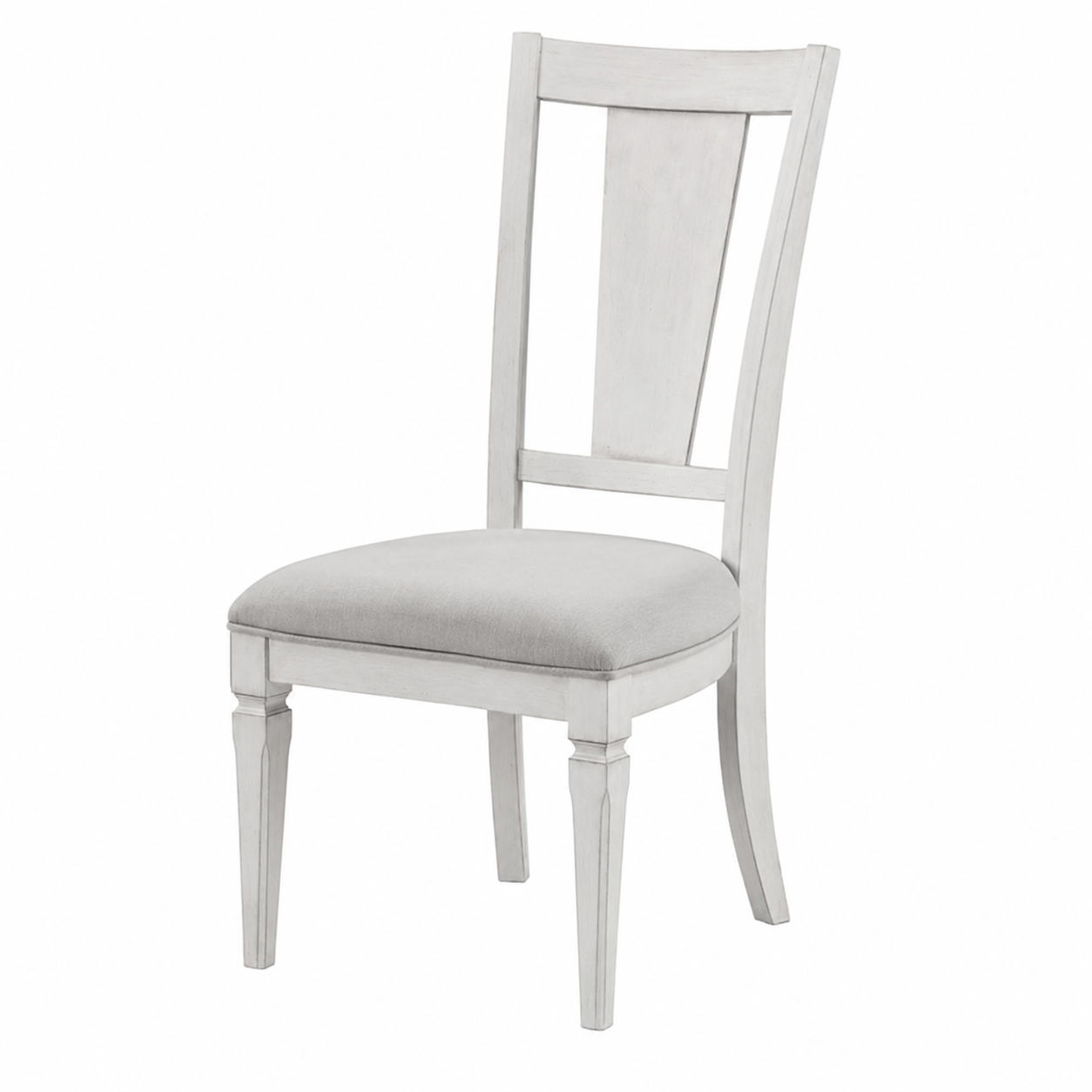 Light Gray Linen Dining Chairs Set of 2 with White Wood Frames