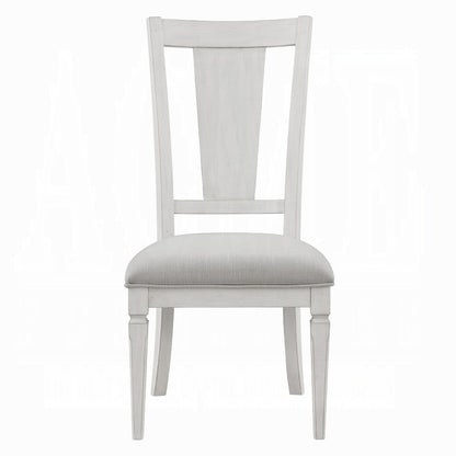 Light Gray Linen Dining Chairs Set of 2 with White Wood Frames