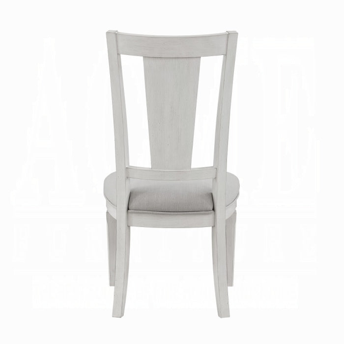 Light Gray Linen Dining Chairs Set of 2 with White Wood Frames
