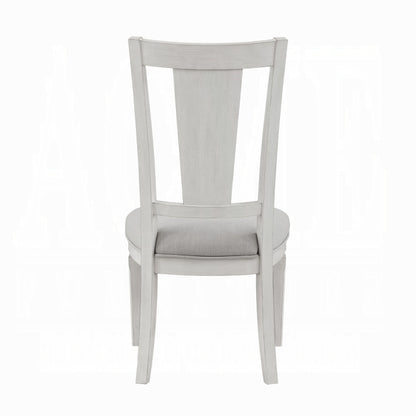 Light Gray Linen Dining Chairs Set of 2 with White Wood Frames