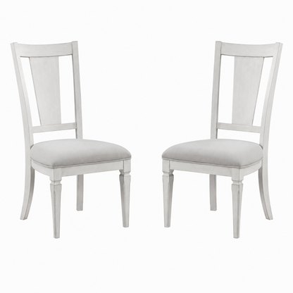 Light Gray Linen Dining Chairs Set of 2 with White Wood Frames