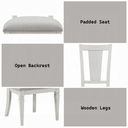 Light Gray Linen Dining Chairs Set of 2 with White Wood Frames