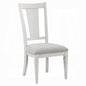 Katia Side Chair Set of 2 – Upholstered Gray Linen with Weathered White Wooden Frame, Dining Room Chairs
