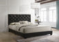 Modern PU Leather Upholstered Platform Bed Frame with Tall Padded Headboard, Tufted Panel Headboard, Strong Wooden Slat Mattress Support System, No Box Spring Needed, Easy assembly