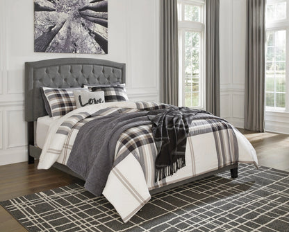 Modern Linen Fiber Upholstered Platform Bed Frame with Padded Headboard, Strong Wooden Slat Support, No Box Spring Required, Sturdy Construction, Clean Contemporary Bedroom Style, Easy Assembly