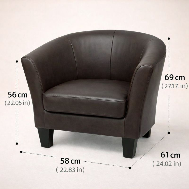 Chocolate Faux Leather Accent Chair - Small Space Design for Living Room