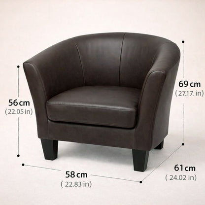 Chocolate Faux Leather Accent Chair - Small Space Design for Living Room