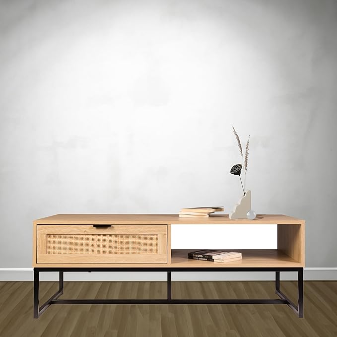 Black Wood TV Stand - 47" Modern Entertainment Center