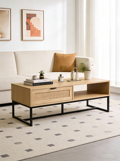 Black Wood TV Stand - 47" Modern Entertainment Center