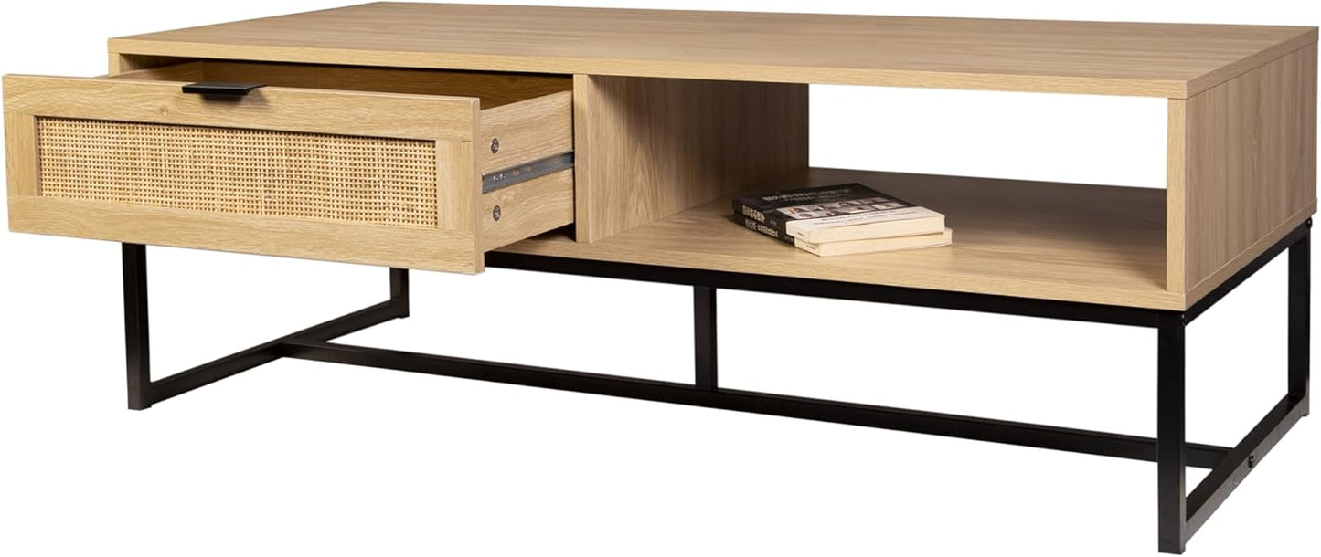 Black Wood TV Stand - 47" Modern Entertainment Center