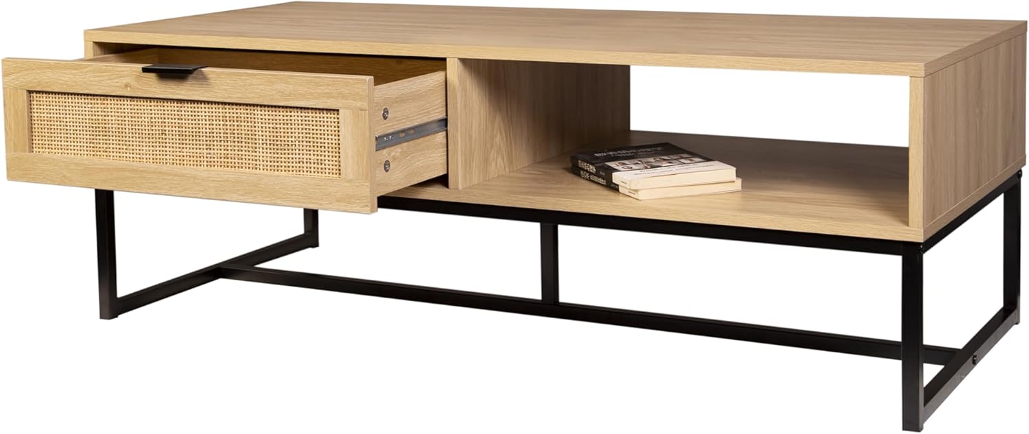 Black Wood TV Stand - 47" Modern Entertainment Center