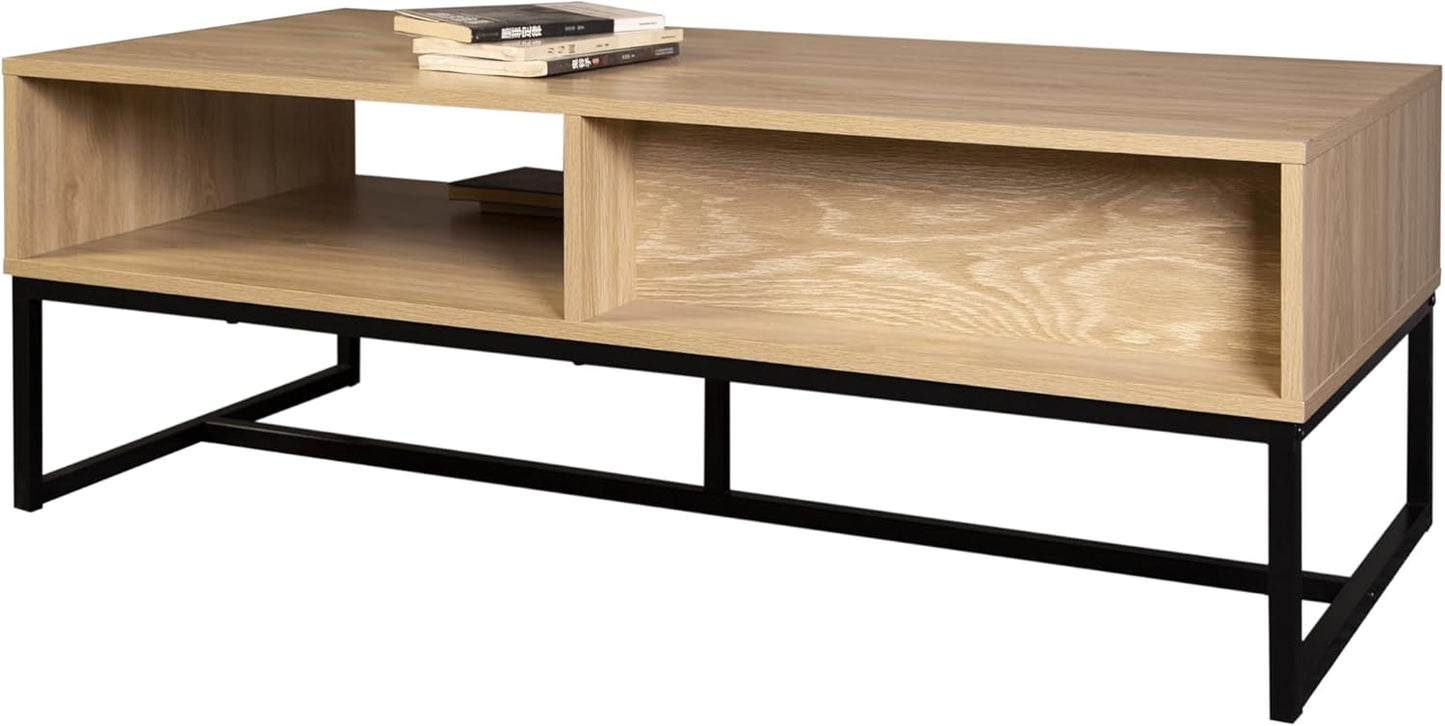 Black Wood TV Stand - 47" Modern Entertainment Center