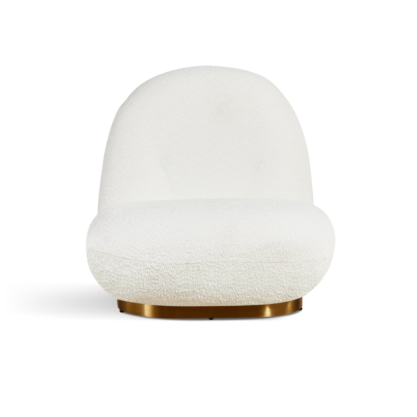Leif White Plush Glam Lounge Chair with Gold Base, blending velvety comfort and chic metallic design for elegant living spaces