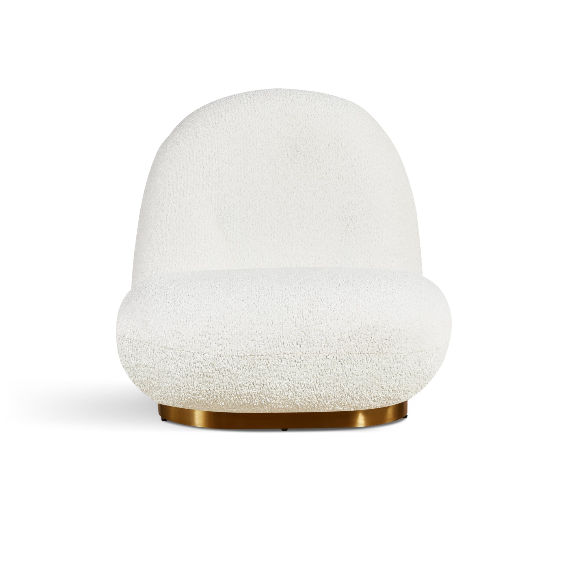 Leif White Plush Glam Lounge Chair with Gold Base, blending velvety comfort and chic metallic design for elegant living spaces