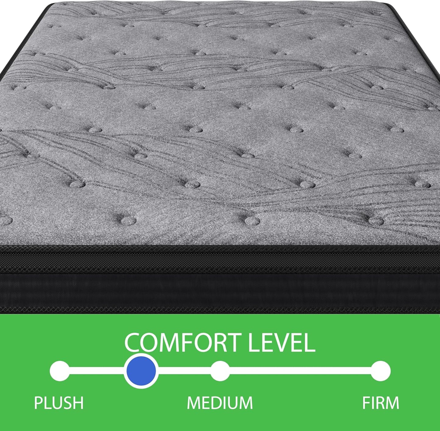 California King Grey Fabric Mattress - 12 Inch