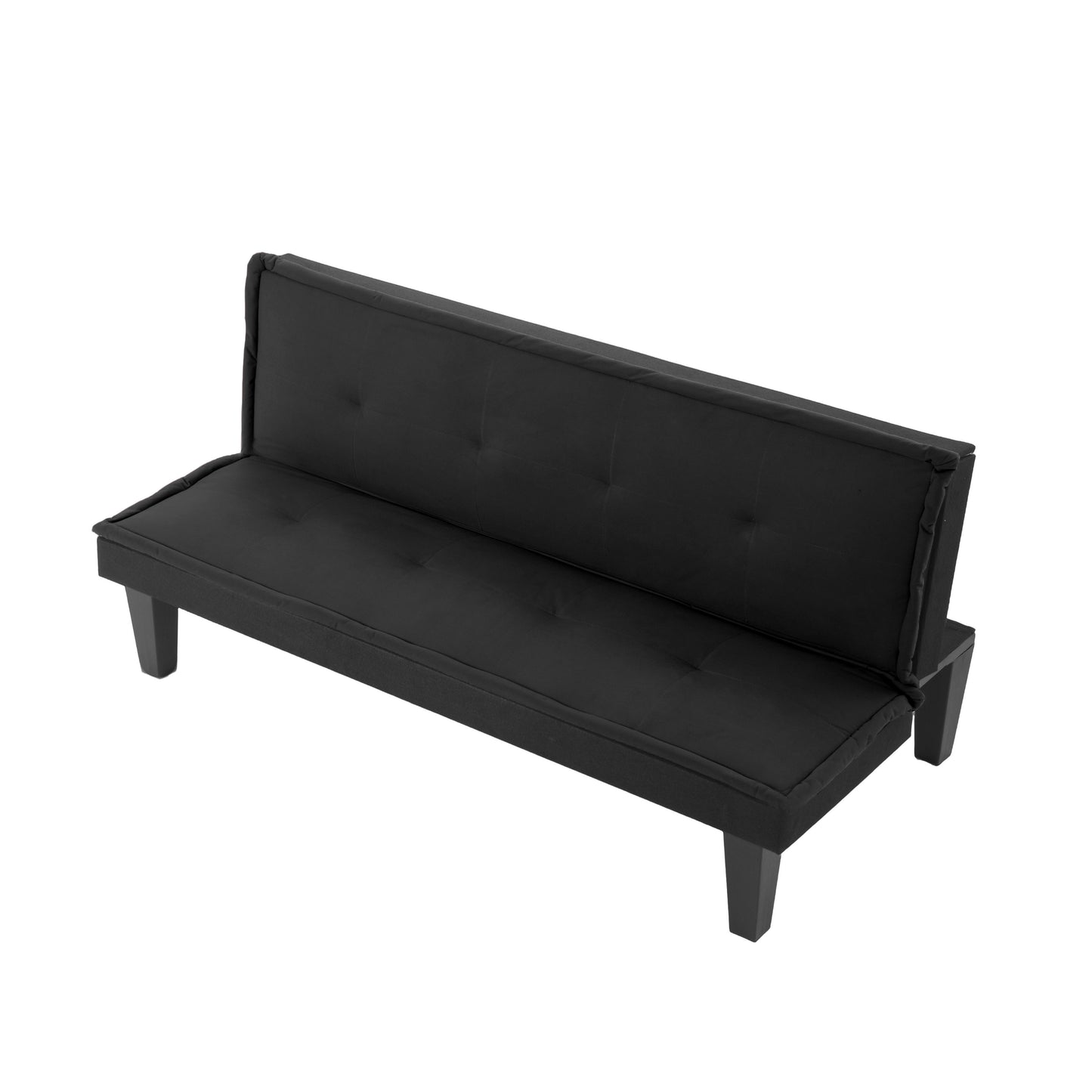 Living Room Black Convertible Sofa Bed - Twin Size, Microsuede Futon for Small Spaces