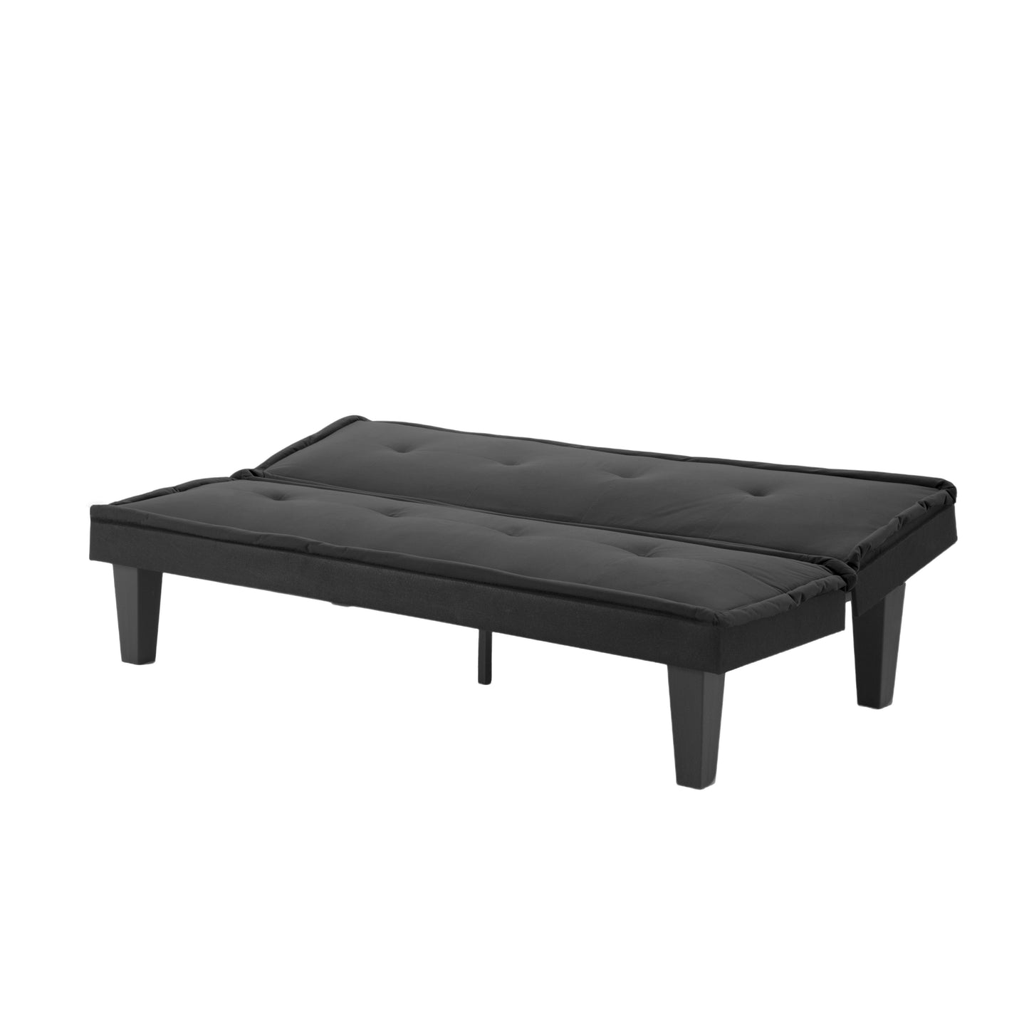 Living Room Black Convertible Sofa Bed - Twin Size, Microsuede Futon for Small Spaces