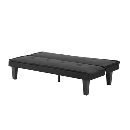Living Room Black Convertible Sofa Bed - Twin Size, Microsuede Futon for Small Spaces