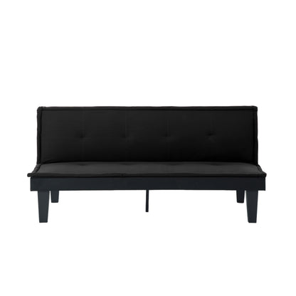 Convertible Futon Sofa Bed, 5 Adjustable Position Faux Suede 2 in 1 Foldable Couch for Small Space Living Room Bedroom (Black)
