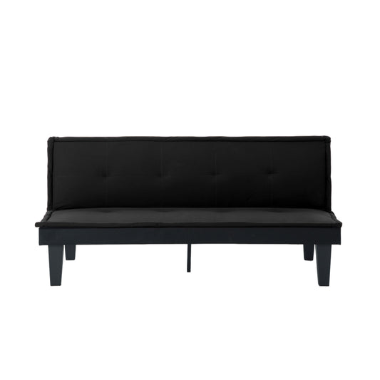 Convertible Futon Sofa Bed, 5 Adjustable Position Faux Suede 2 in 1 Foldable Couch for Small Space Living Room Bedroom (Black)