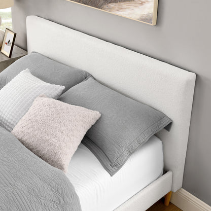 King Size White Upholstered Bed Frame with Headboard