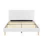 King Size Upholstered Platform Bed Frame, Solid Wood Slats Support Bed Base with Headboard, No Box Spring Needed, Easy Assembly,White