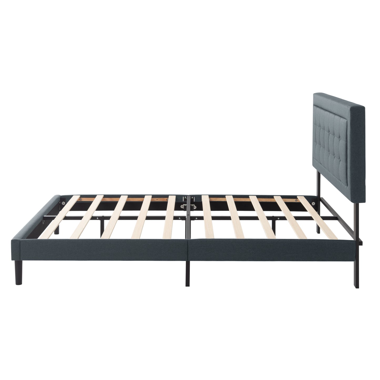 King Size Linen Upholstered Bed Frame Dark Gray for Bedroom